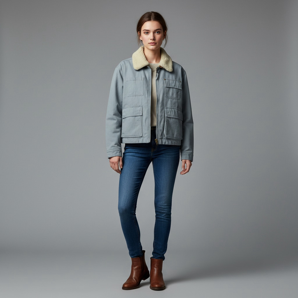 American Eagle NWT Sherpa Collar Utility Jacket Large